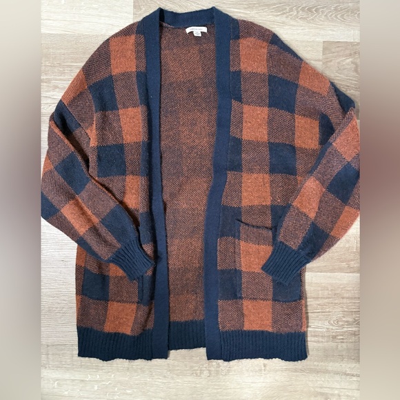 American Eagle Outfitters Tops - American Eagle Outfitters Plaid Cardigan - Orange and Black